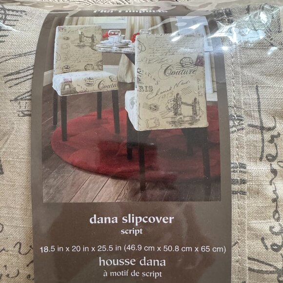 Parisian/travel themed Script Slipcover for Dana parson's chair from Pier 1 - Picture 1 of 2